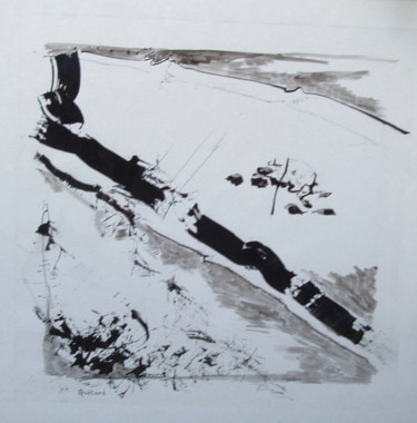 Peinture intitulée "00- paysage" par André Quétard, Œuvre d'art originale, Encre