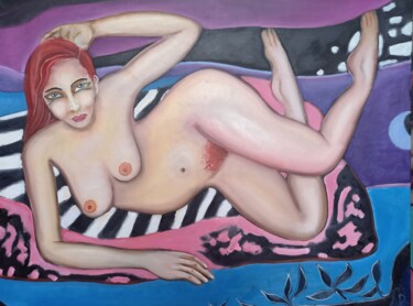 Pintura intitulada "Rousse nue" por Andre Rippert, Obras de arte originais, Óleo