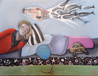 Peinture intitulée "La sieste" par Andre Rippert, Œuvre d'art originale, Huile