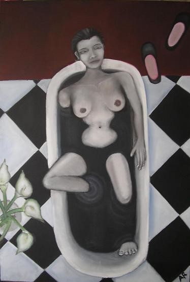 Painting titled "Le bain" by Andre Rippert, Original Artwork