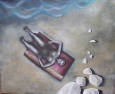 Peinture intitulée "la plage" par Andre Rippert, Œuvre d'art originale, Huile