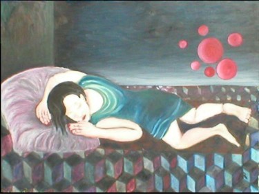 Картина под названием "lunes rouges" - Andre Rippert, Подлинное произведение искусства, Масло