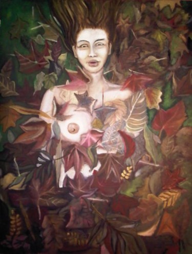 Painting titled "feuilles mortes" by Andre Rippert, Original Artwork, Oil
