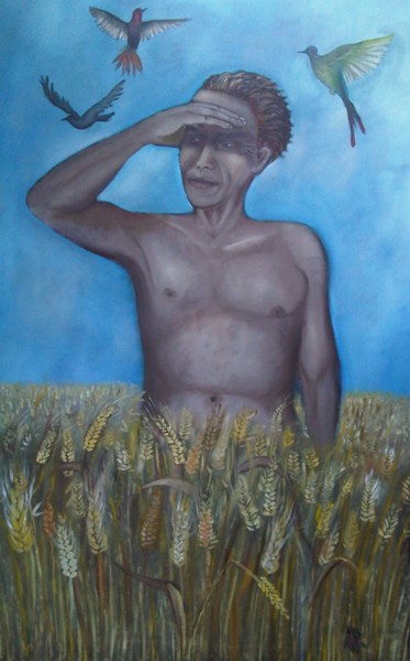 Peinture intitulée "face au soleil" par Andre Rippert, Œuvre d'art originale, Huile