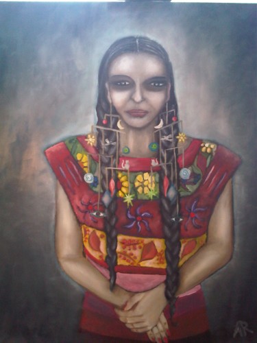 Painting titled "Indienne" by Andre Rippert, Original Artwork, Oil