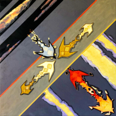 Malerei mit dem Titel "VOL AU-DESSUS DE GR…" von Andrés Calderón Sánchez, Original-Kunstwerk, Öl