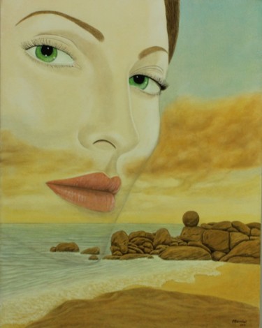 Painting titled "Mirage Maritime" by Andres V. Mangas, Original Artwork, Oil