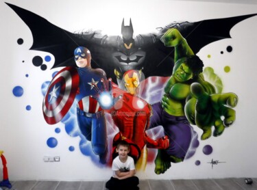 Avengers Peinture intitulée "Avengers" par Frédéric Andrès, Œuvre d'art originale, Acrylique