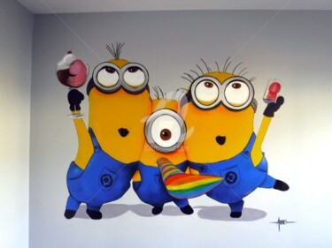 Minions Peinture intitulée "Minions" par Frédéric Andrès, Œuvre d'art originale, Acrylique