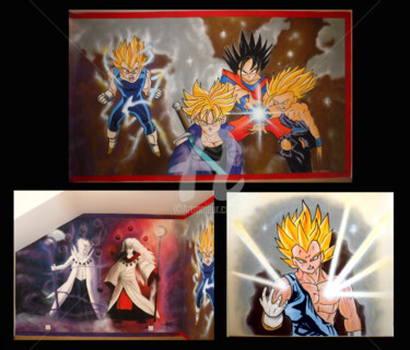 Dragon ball Peinture intitulée "Dragon ball" par Frédéric Andrès, Œuvre d'art originale, Acrylique