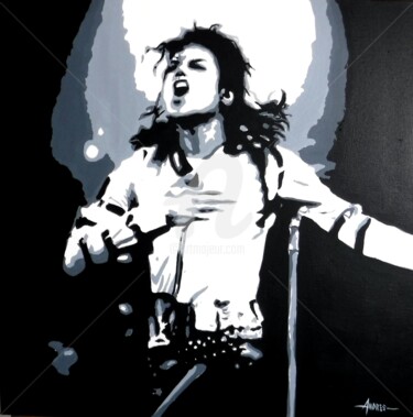 mickael jackson Peinture intitulée "mickael jackson" par Frédéric Andrès, Œuvre d'art originale, Acrylique