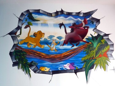 Le roi lion Peinture intitulée "Le roi lion" par Frédéric Andrès, Œuvre d'art originale, Acrylique