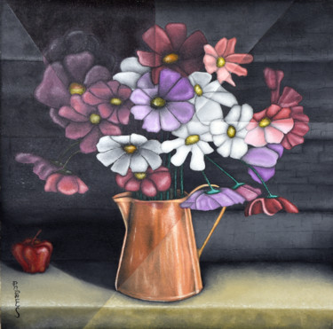 Painting titled "Flores" by Andres Gomez, Original Artwork, Oil