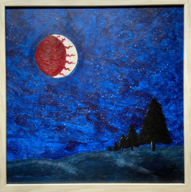 Schilderij getiteld "Le Ciel Noirouge" door Andrew Goreds (The Outsider), Origineel Kunstwerk, Acryl