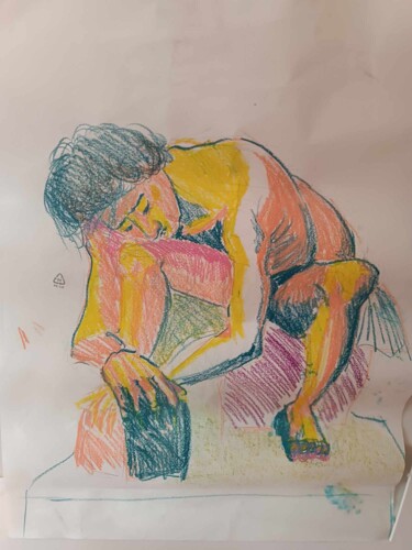 Disegno intitolato "Peso do corpo sobre…" da Andrew Gordo (kempai), Opera d'arte originale, Cera