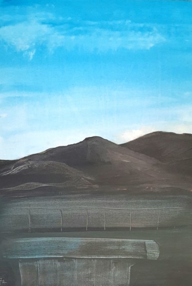 Schilderij getiteld "Black mountains (or…" door Andrew Gotsopoulos, Origineel Kunstwerk, Acryl