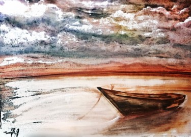 Pintura intitulada "Boat landscape (dig…" por Andrew Gotsopoulos, Obras de arte originais, Acrílico