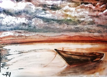 Boat landscape (digital) Malerei mit dem Titel "Boat landscape (dig…" von Andrew Gotsopoulos, Original-Kunstwerk, Acryl