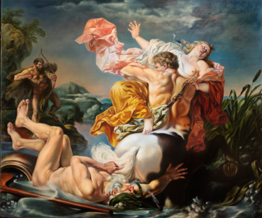 Malerei mit dem Titel "The Abduction of De…" von Andrew Gusev, Original-Kunstwerk, Öl