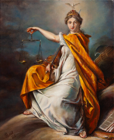 Painting titled "Justice" by Andrew Gusev, Original Artwork, Oil