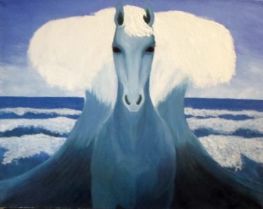 「The horse of sea god」というタイトルの絵画 Kay-Paintingによって, オリジナルのアートワーク, オイル