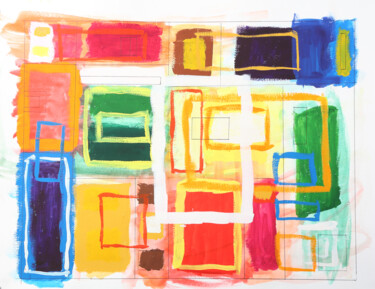 Картина под названием "Cubik" - Andrew Le Fer, Подлинное произведение искусства, Акварель