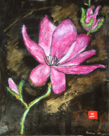 Картина под названием "Orchidea selvaggia" - Andrew Le Fer, Подлинное произведение искусства, Акрил