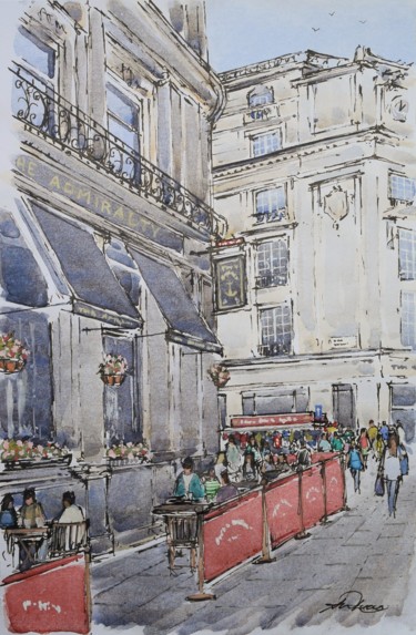 Peinture intitulée "The Admiralty, Traf…" par Andrew Lucas, Œuvre d'art originale, Aquarelle