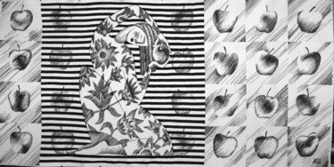 Textile Art με τίτλο "Apple Orchard" από Andrew Schneider, Αυθεντικά έργα τέχνης, Κέντημα