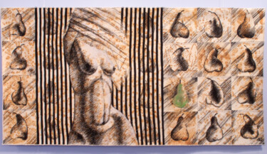 Textielkunst getiteld "Pear Orchard" door Andrew Schneider, Origineel Kunstwerk, Borduurwerk