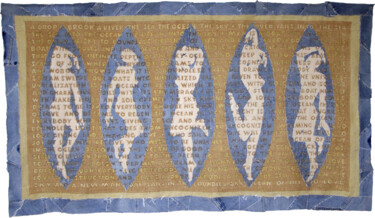 Textilkunst mit dem Titel "The Ocean of Sky 2" von Andrew Schneider, Original-Kunstwerk, Stickerei