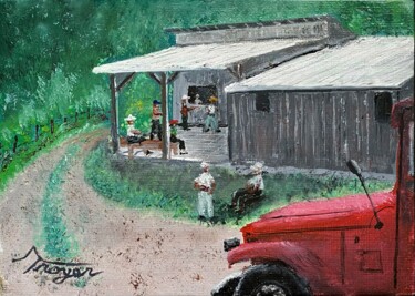 Painting titled "La Venta, Nicaragua" by Andrew Troyer, Jr, Original Artwork, Oil Mounted on Other rigid panel