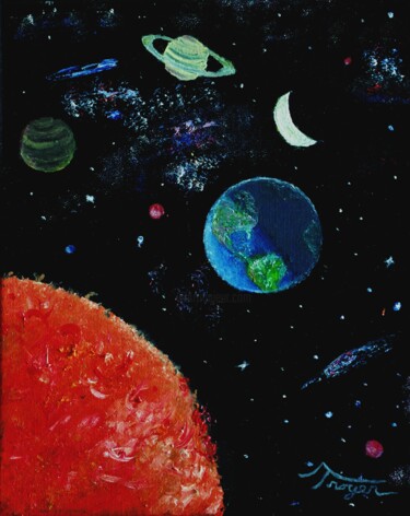 Pintura titulada ""Lights in the Sky"…" por Andrew Troyer, Jr, Obra de arte original, Oleo Montado en Bastidor de camilla de…