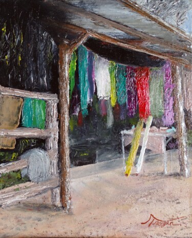 Pintura titulada ""Marketplace"" por Andrew Troyer, Jr, Obra de arte original, Oleo Montado en Otro panel rígido