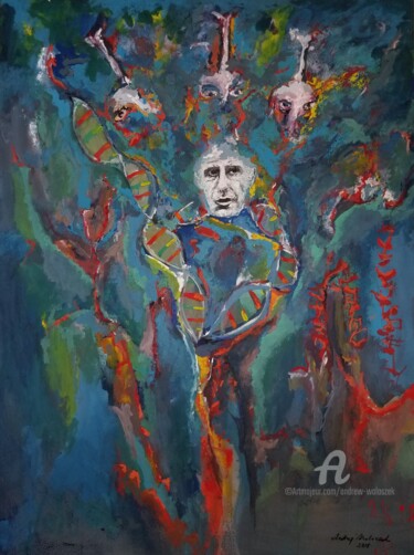 Pintura titulada "Genetics of Suicide" por Andrew Walaszek, Obra de arte original, Gouache Montado en Bastidor de camilla de…