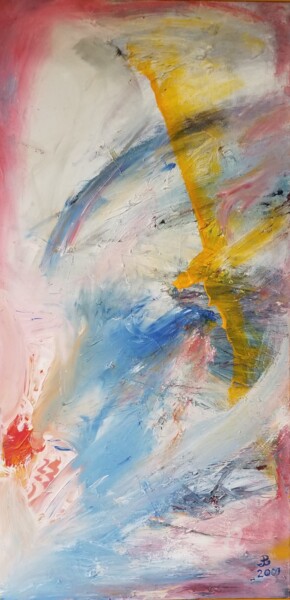 Schilderij getiteld "Flight" door Andrew Walaszek, Origineel Kunstwerk, Acryl Gemonteerd op Frame voor houten brancard