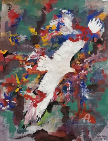 Картина под названием "White Eagle (6,2018)" - Andrew Walaszek, Подлинное произведение искусства, Гуашь