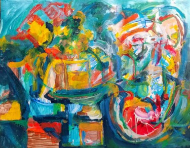 Malerei mit dem Titel "A Cup of Tea, Sir?…" von Andrew Walaszek, Original-Kunstwerk, Acryl