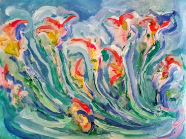 Schilderij getiteld "Irises" door Andrew Walaszek, Origineel Kunstwerk, Acryl