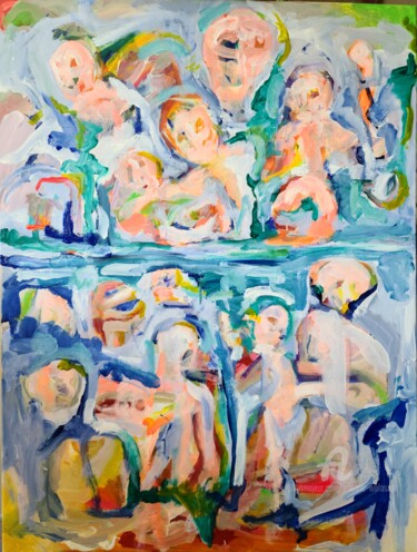 Painting titled "Vacationers (Отдыха…" by Andrew Walaszek, Original Artwork, Acrylic Mounted on Wood Stretcher frame