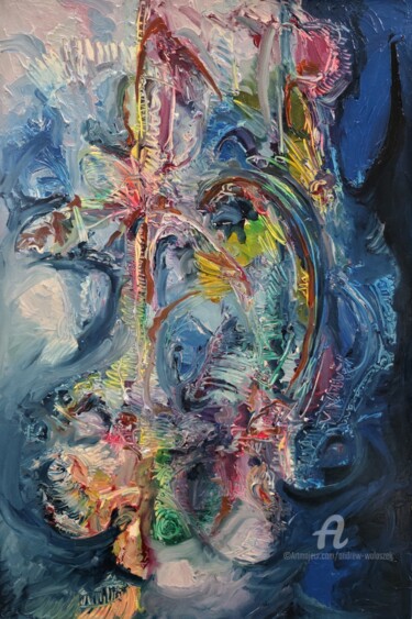 Картина под названием "Through the Looking…" - Andrew Walaszek, Подлинное произведение искусства, Масло Установлен на Деревя…