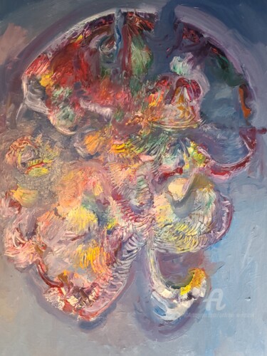 Ζωγραφική με τίτλο "Brain Drain" από Andrew Walaszek, Αυθεντικά έργα τέχνης, Λάδι Τοποθετήθηκε στο Ξύλινο φορείο σκελετό