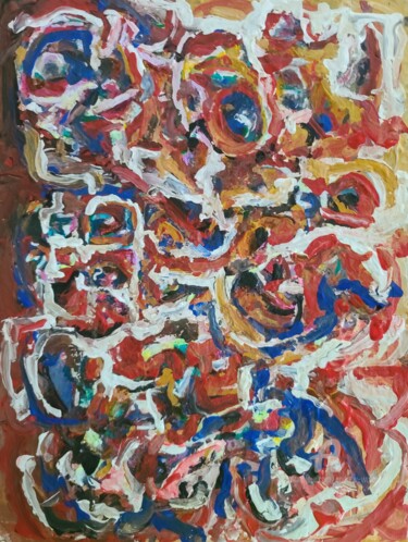Painting titled "Rot Raum" by Andrew Walaszek, Original Artwork, Acrylic Mounted on Cardboard