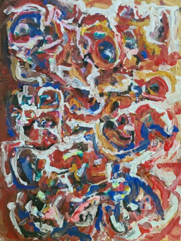 Malerei mit dem Titel "Rot Raum" von Andrew Walaszek, Original-Kunstwerk, Acryl Auf Karton montiert