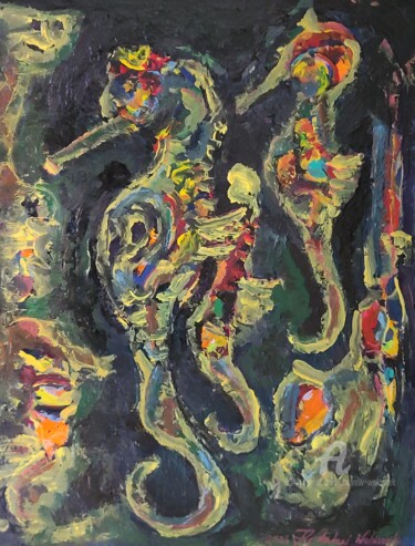 Pittura intitolato "Sea Monsters" da Andrew Walaszek, Opera d'arte originale, Acrilico Montato su Cartone