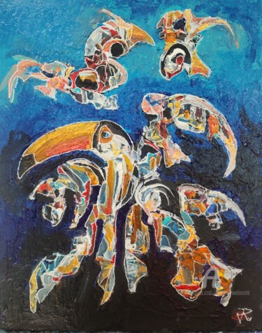 Pittura intitolato "The Last Toucan" da Andrew Walaszek, Opera d'arte originale, Acrilico Montato su Telaio per barella in l…