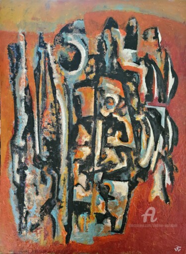 Painting titled "Cusco" by Andrew Walaszek, Original Artwork, Acrylic Mounted on Wood Stretcher frame