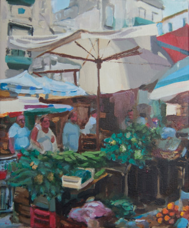 Peinture intitulée "market 'ballaro'" par Andrew Zoboki, Œuvre d'art originale, Acrylique