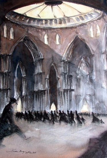 Painting titled "Panic in the Cathed…" by Andrew Borg, Original Artwork