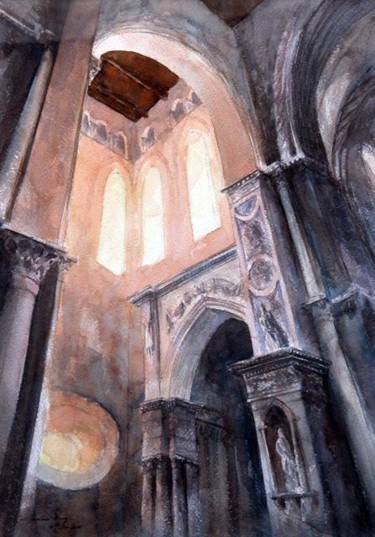 Painting titled "Cathedral in Sicily" by Andrew Borg, Original Artwork